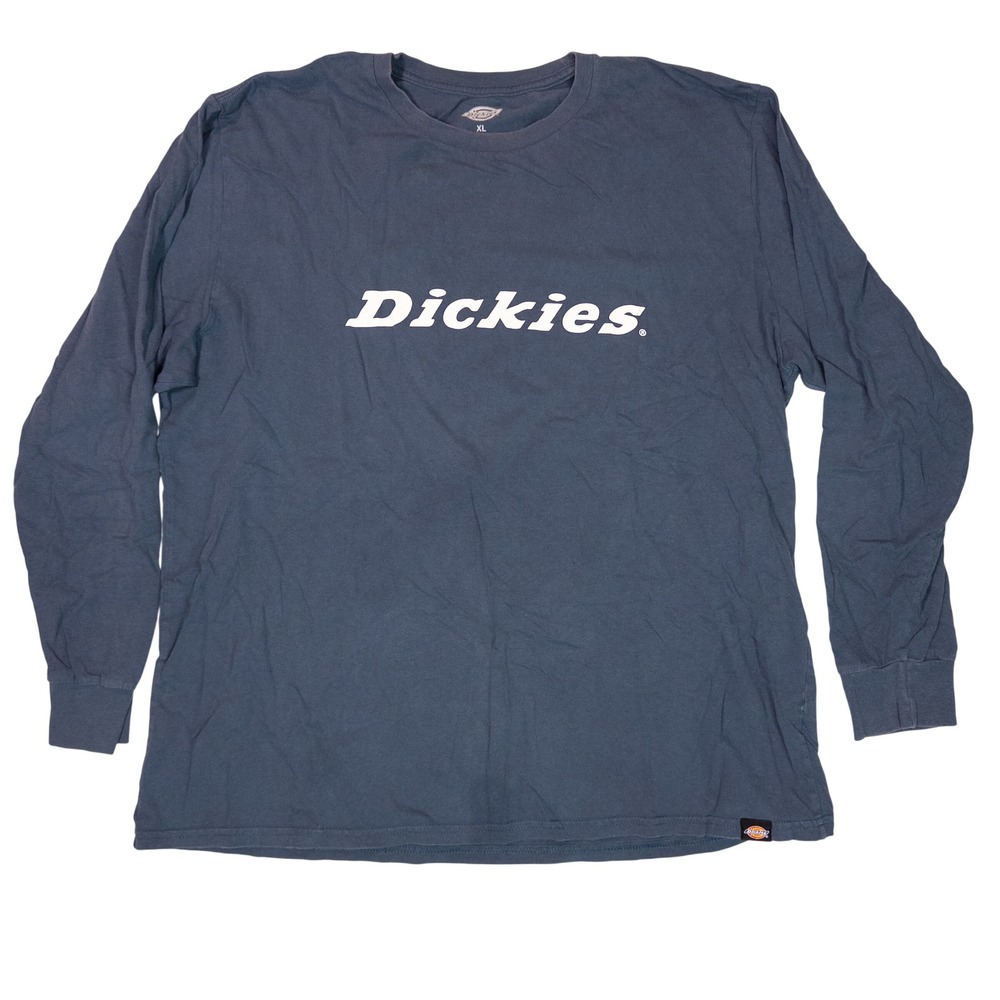 Dickies Long Sleeve T-Shirt Mens XL‎ Blue Logo Graphic Cotton Tee